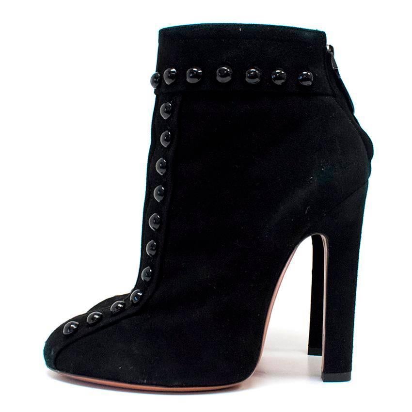 Alaia Black Suede Studded Ankle Boots  For Sale 1