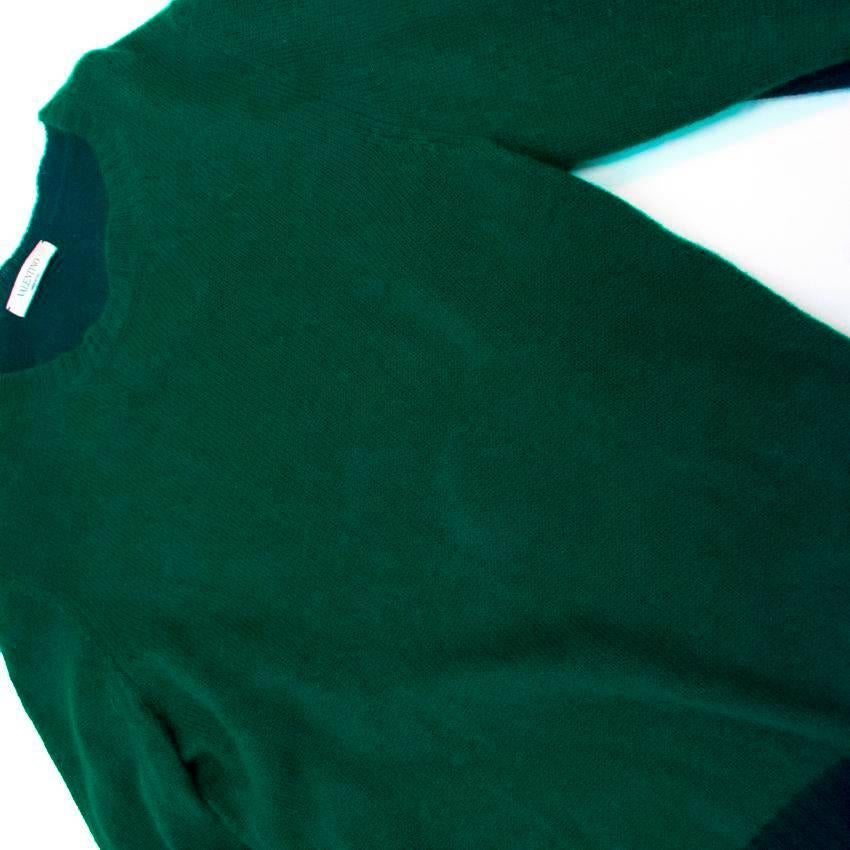 Valentino Men's Botttle Green and Navy Cashmere Jumper  For Sale 1