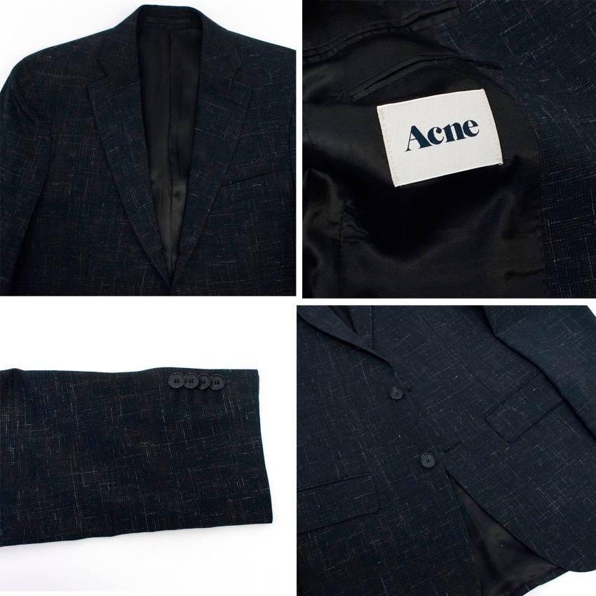  Acne Men's Navy Blue Wool Jacket and Trousers In Excellent Condition For Sale In London, GB