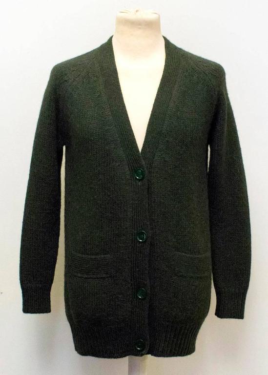 Prada Men's Bottle Green Alpaca Knit Cardigan For Sale at 1stDibs