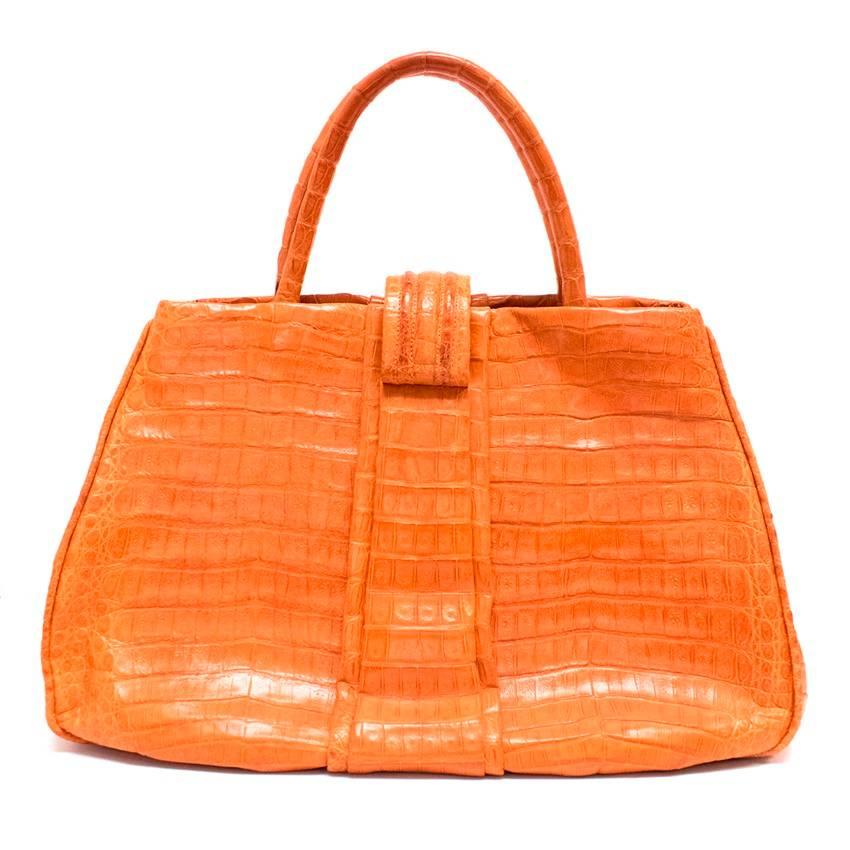  Nancy Gonzalez Orange Crocodile Medium Tote For Sale 1