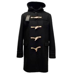 Saint Laurent Men's Black Duffle Coat with Toggle Buttons 