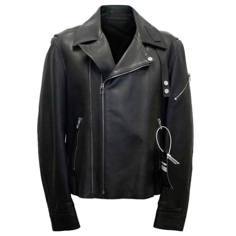Balenciaga Men S Black Leather Biker Jacket
