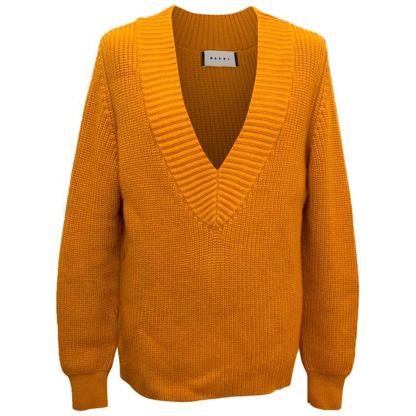 Marni Men's Mustard Yellow Knitted Jumper  For Sale