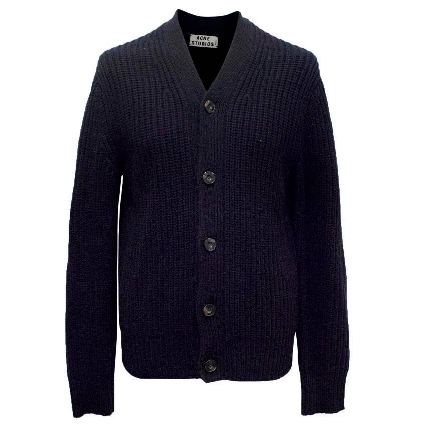 Acne Men's Navy Cable Knitted Cardigan  For Sale