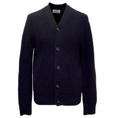 Acne Men's Navy Cable Knitted Cardigan 