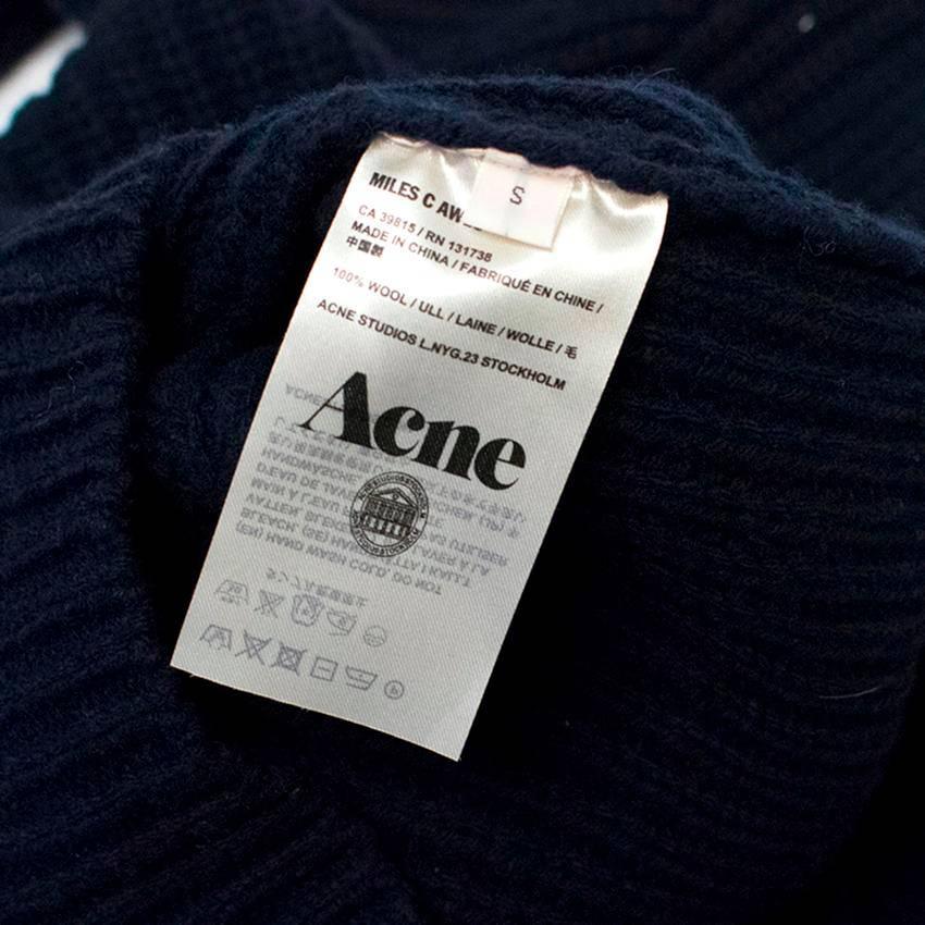 Acne Men's Navy Cable Knitted Cardigan  For Sale 3