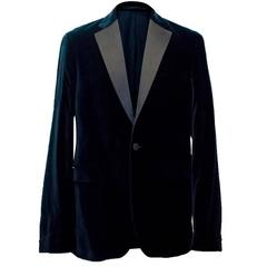 Acne Men's Navy Velvet Tuxedo Jacket with Silk Lapels 