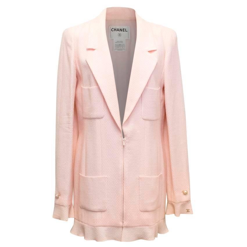 Chanel Nude Pink Jacket/Short Coat with Ruffled Cuffs and Hem  For Sale