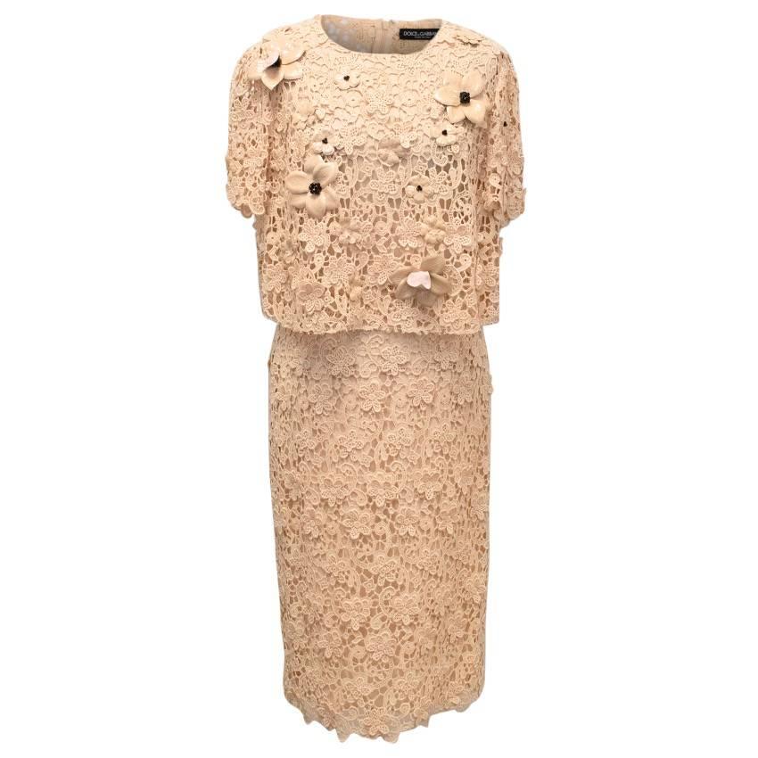 Dolce & Gabbana Nude Lace Top and Skirt
