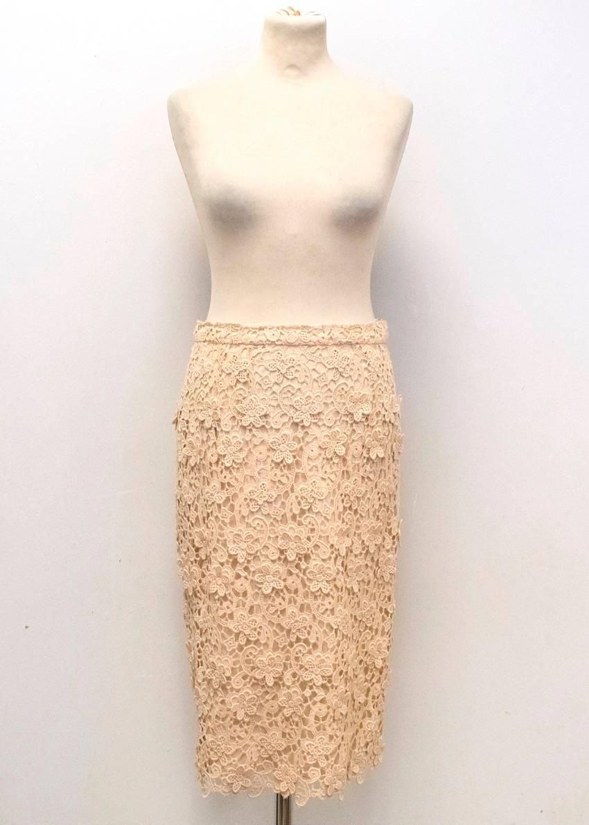 Dolce & Gabbana Nude Lace Top and Skirt In Excellent Condition In London, GB