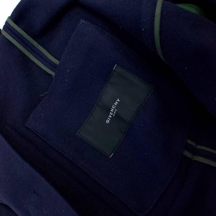Givenchy Men's Navy Duffle Coat with Hood and Toggle Buttons In New Condition For Sale In London, GB