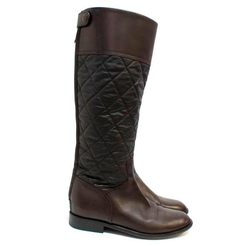 Chanel Brown Leather Quilted Long Boots  In Good Condition For Sale In London, GB