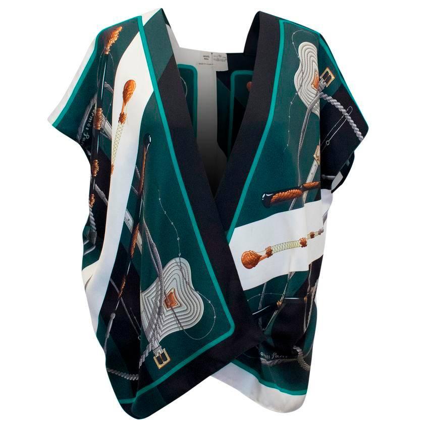 Hermes Patterned Silk Wrap Scarf Top For Sale