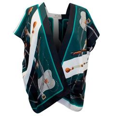 Hermes Patterned Silk Wrap Scarf Top
