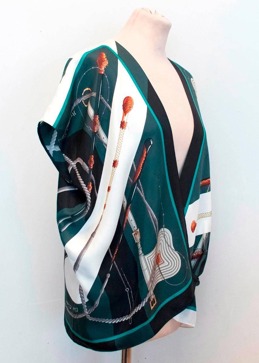 Hermes Patterned Silk Wrap Scarf Top For Sale 1