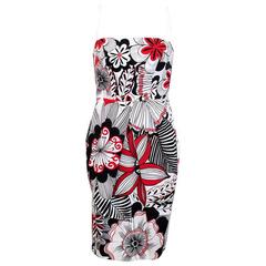 Dolce & Gabbana White, Black and Red Floral Print Dres