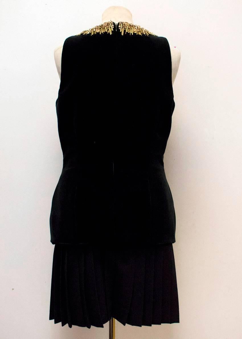 Alexander McQueen Velvet and Wool Black Dress with Embellishment In Excellent Condition For Sale In London, GB