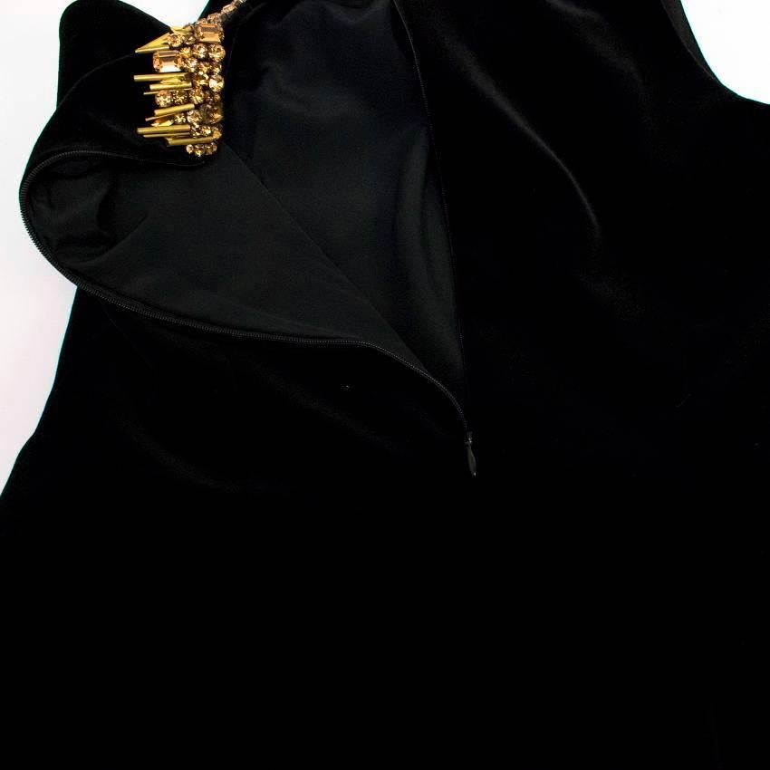 Women's Alexander McQueen Velvet and Wool Black Dress with Embellishment For Sale