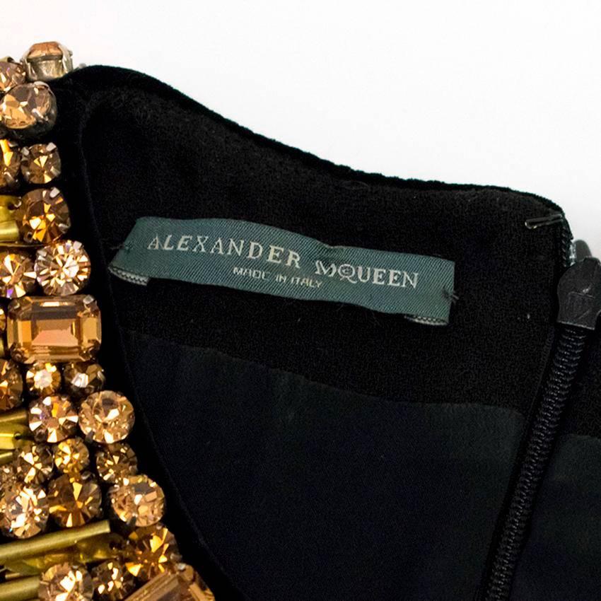 Alexander McQueen Velvet and Wool Black Dress with Embellishment For Sale 4