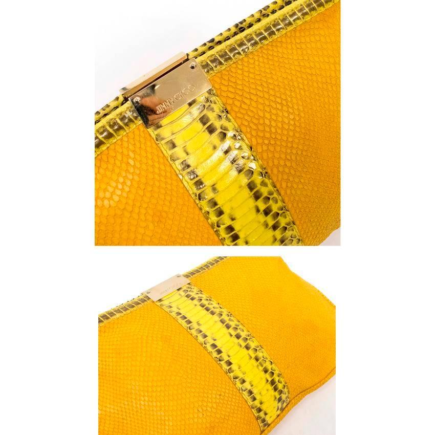 Jimmy Choo Yellow Leather and Snakeskin Clutch 1