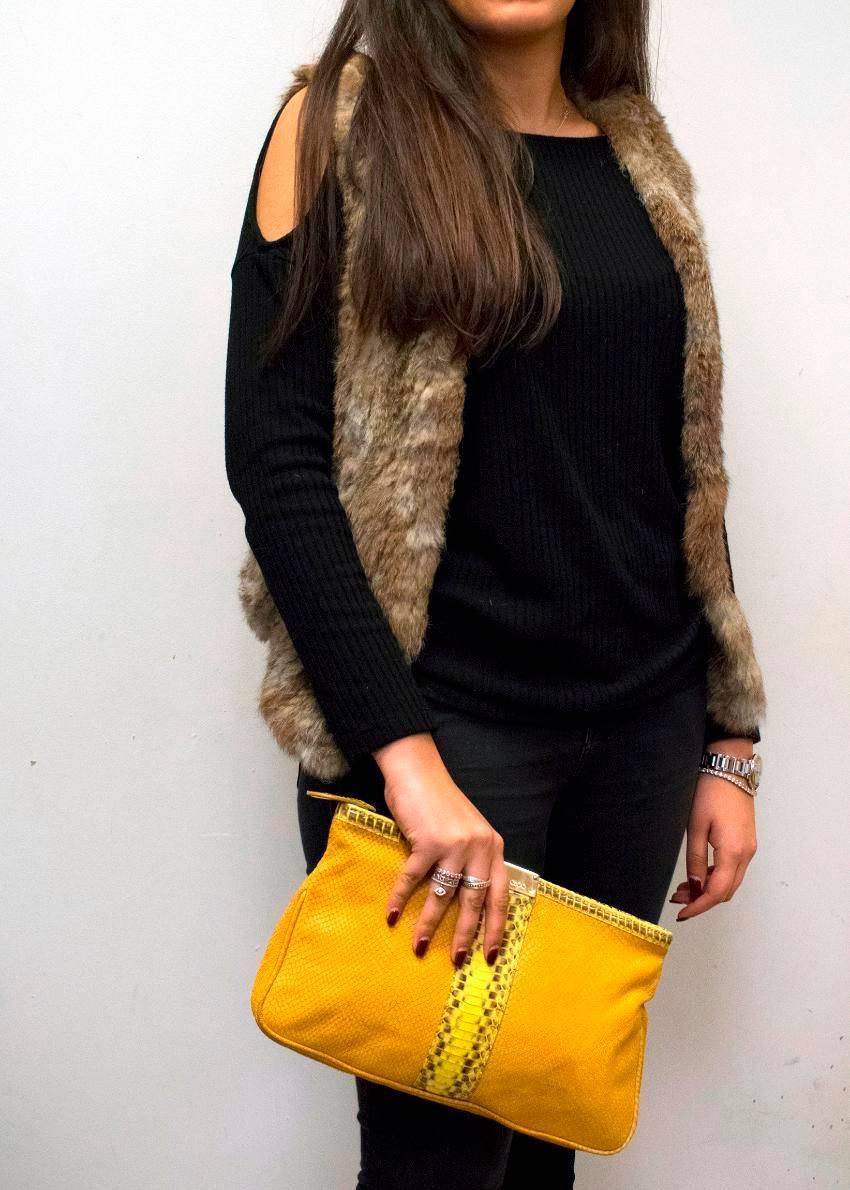 Jimmy Choo Yellow Leather and Snakeskin Clutch 6
