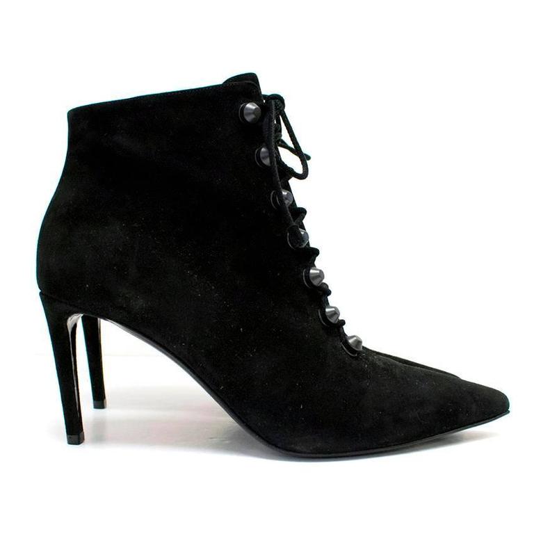 Balenciaga Black Suede Heeled Ankle Boots For Sale at 1stDibs