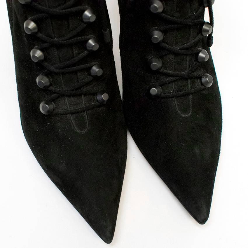 Women's Balenciaga Black Suede Heeled Ankle Boots For Sale