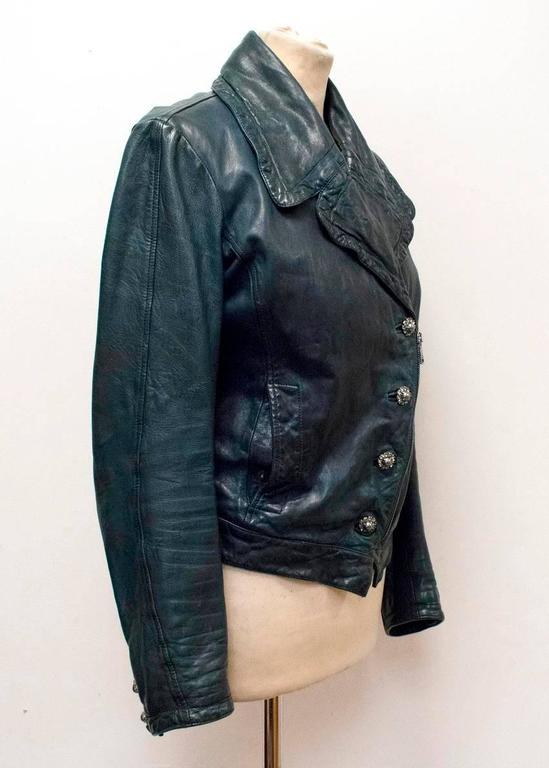 Dolce and Gabbana Petrol Blue Leather Jacket For Sale at 1stDibs ...