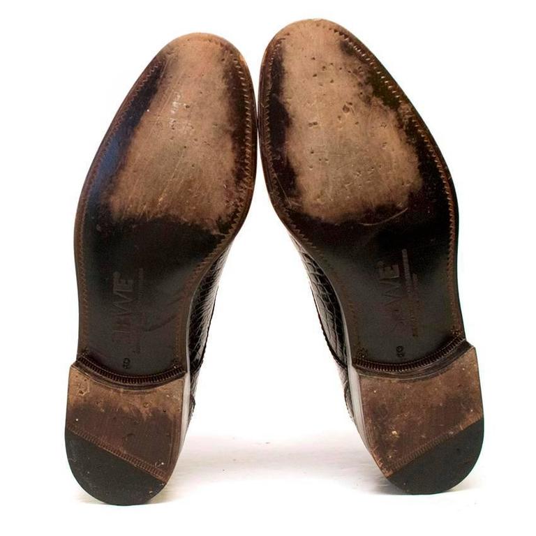 Susan Bennis Warren Edwards Brown Crocodile Monk Strap Shoes For Sale ...