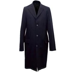 Lanvin Men's Lightweight Navy Wool Coat 3