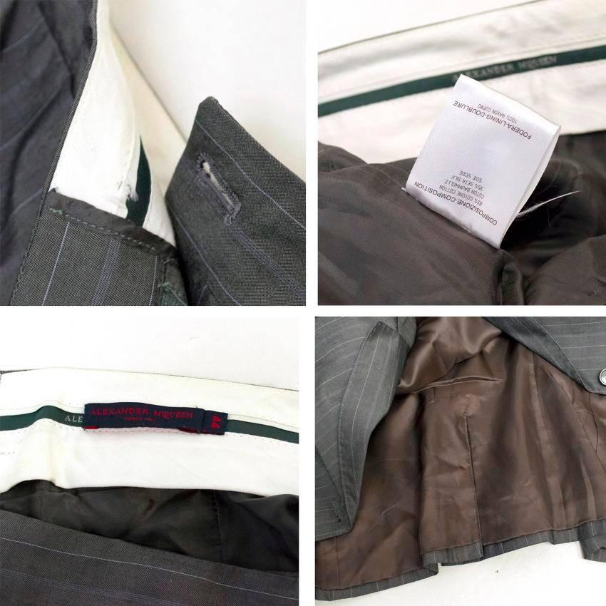 Gray Alexander McQueen Grey Pinstripe Suit For Sale