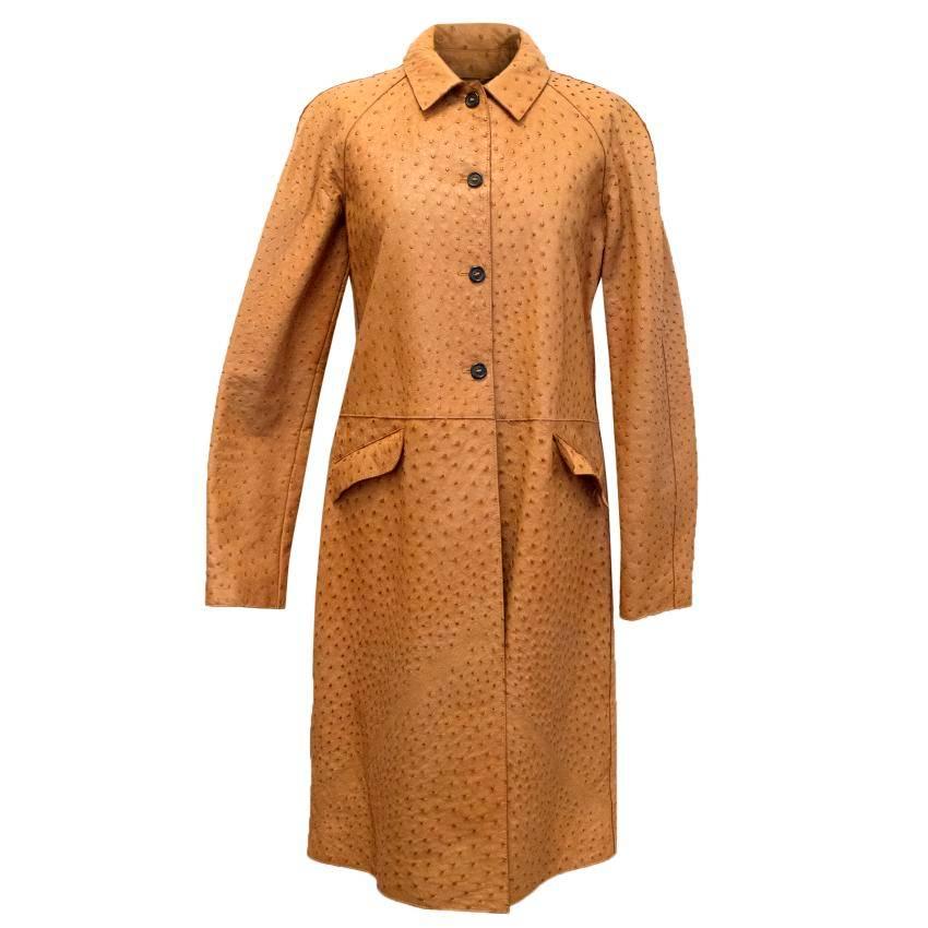 Prada Brown Ostrich Skin Long Coat For Sale at 1stDibs | brown jacket ...