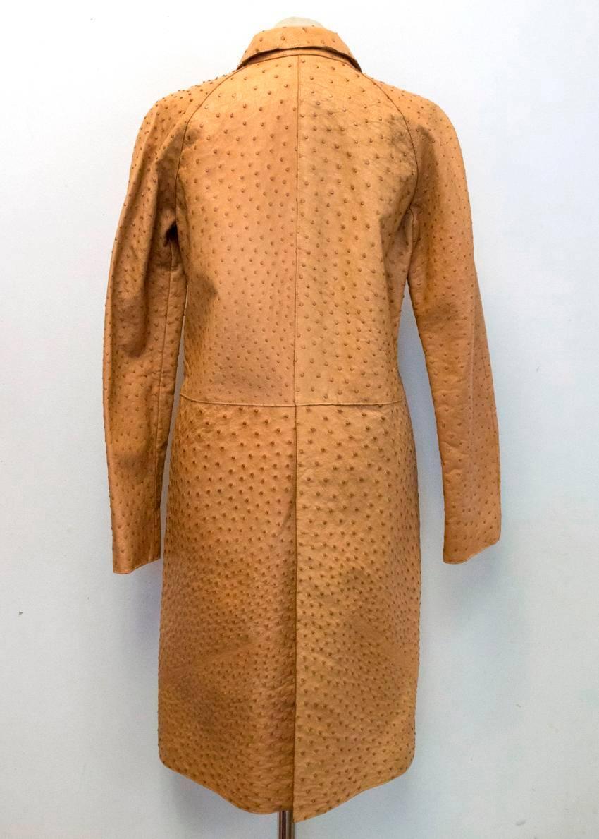 Prada Brown Ostrich Skin Long Coat For Sale 1