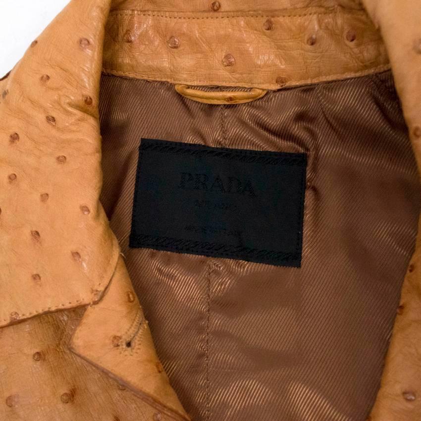 Prada Brown Ostrich Skin Long Coat For Sale 3