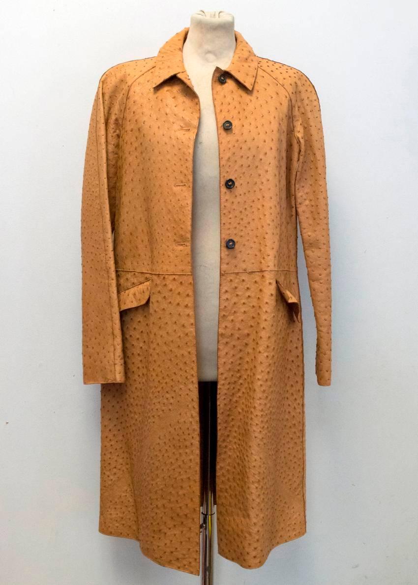 Prada Brown Ostrich Skin Long Coat For Sale 2