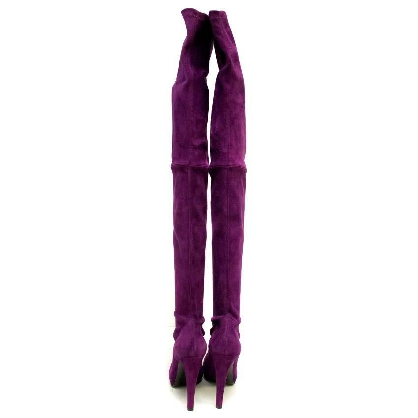 purple suede thigh high boots