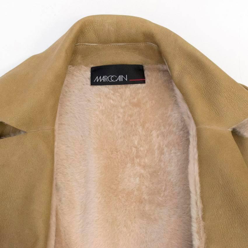 Marc Cain Beige Fur Lined Lambskin Coat  For Sale 6