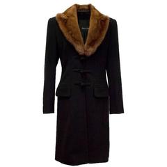 Rena Lange Long Black Wool Coat
