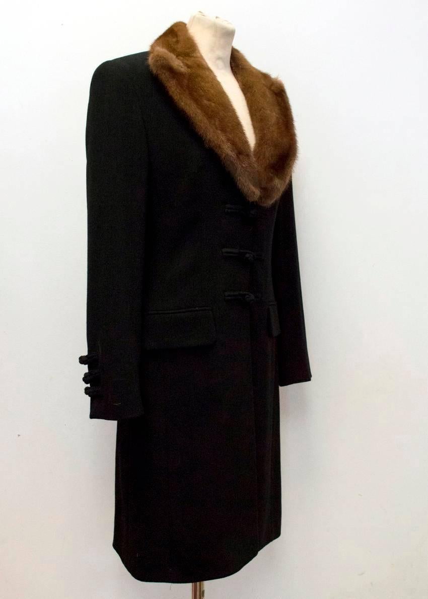  Rena Lange Long Black Wool Coat For Sale 3
