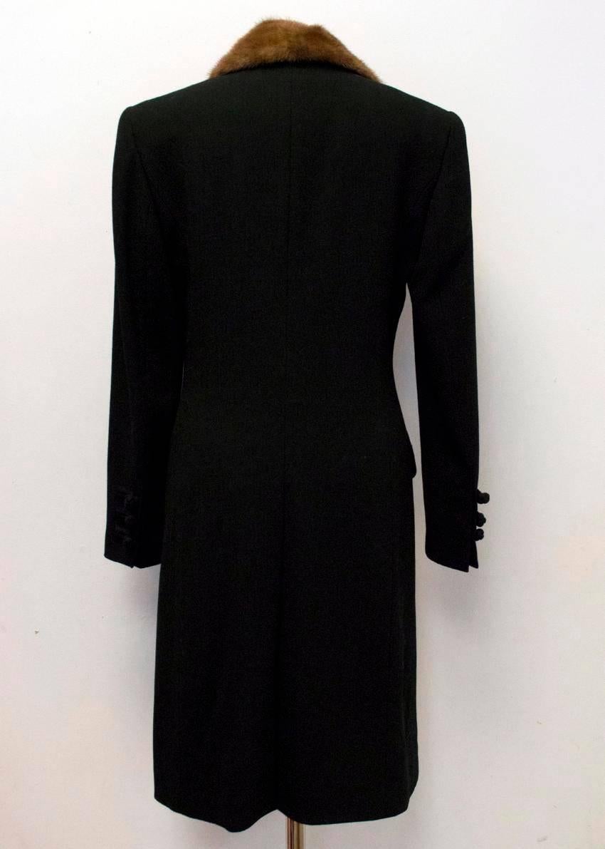  Rena Lange Long Black Wool Coat For Sale 5
