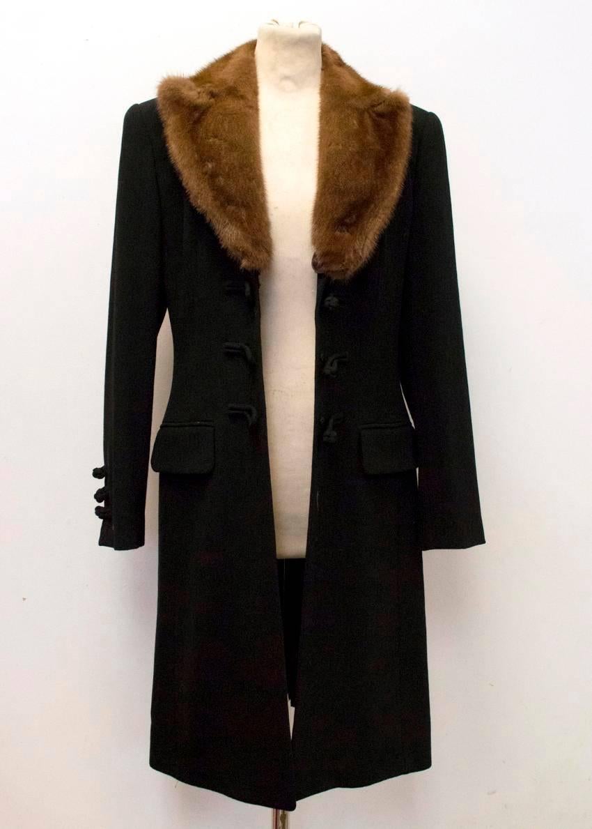  Rena Lange Long Black Wool Coat For Sale 4