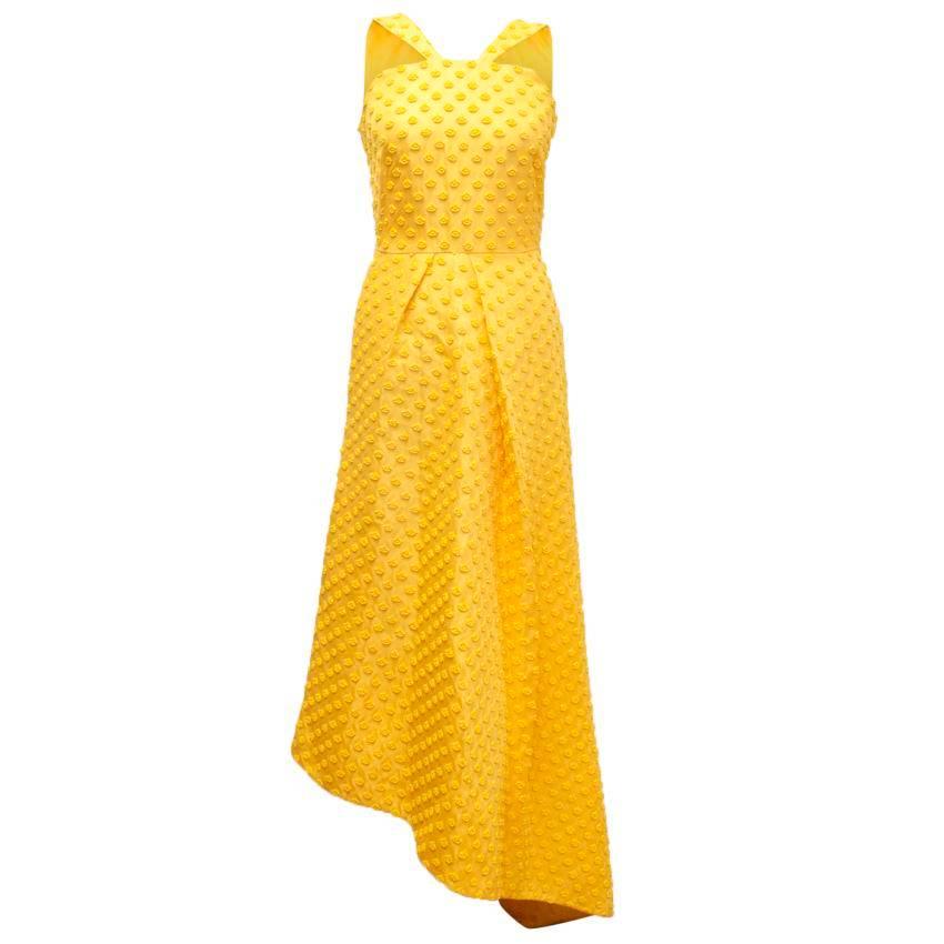 Osman Yellow Asymmetric Calf Length Dress For Sale
