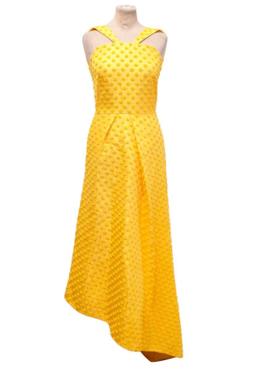 Women's Osman Yellow Asymmetric Calf Length Dress For Sale