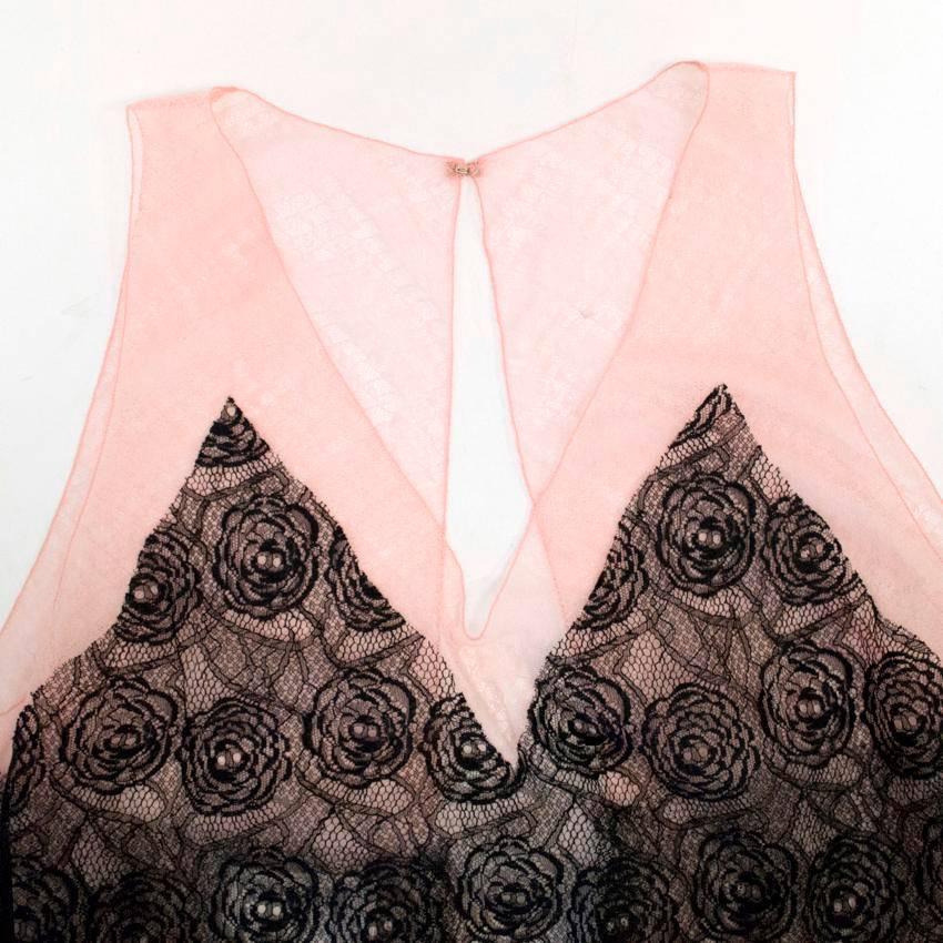 Chanel Black And Pink Lace Sheer Top With Matching Skirt  For Sale 3