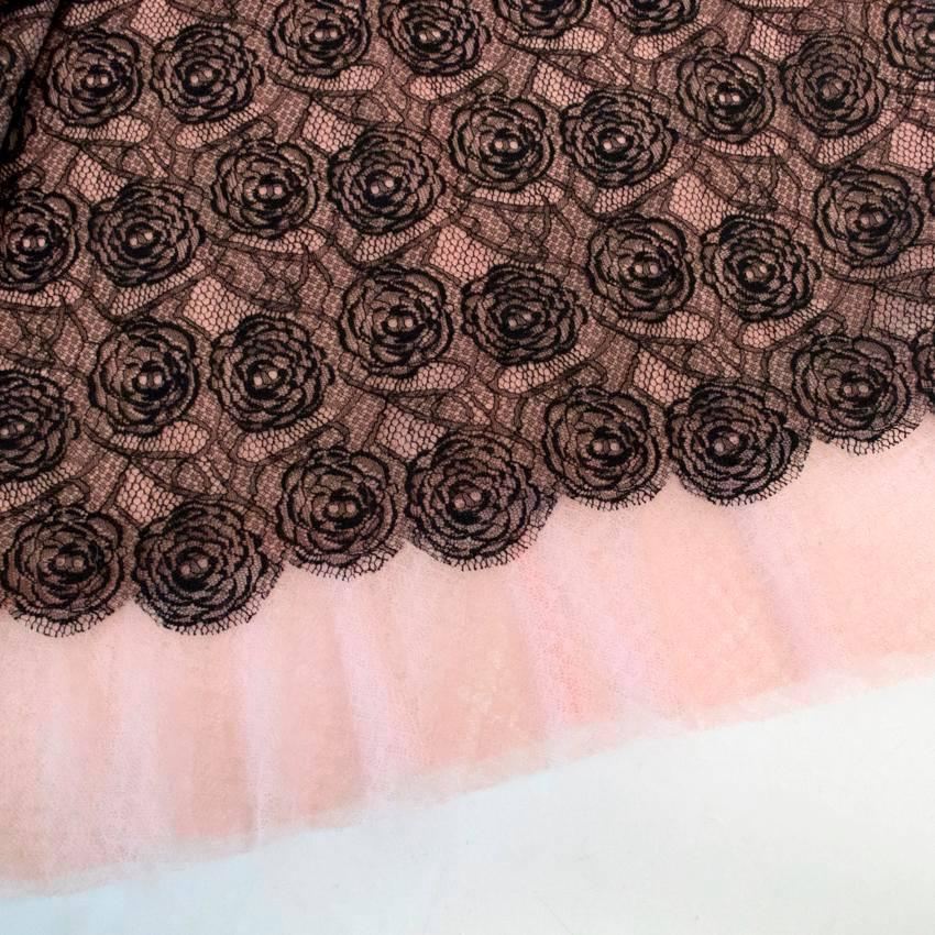 Chanel Black And Pink Lace Sheer Top With Matching Skirt  For Sale 6