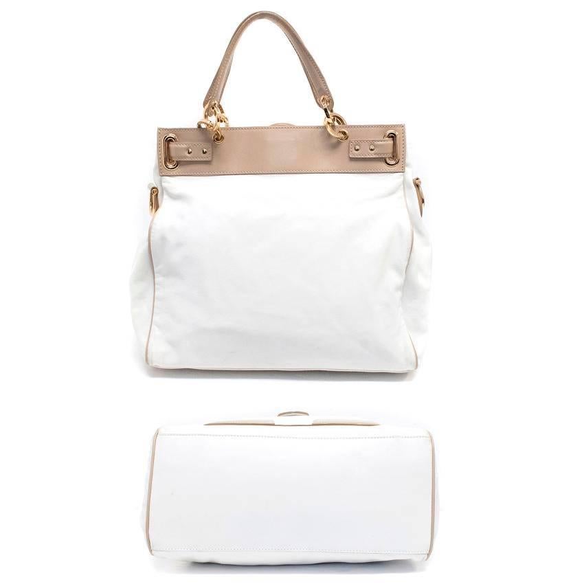 Balenciaga White and Beige Tote Bag For Sale 4