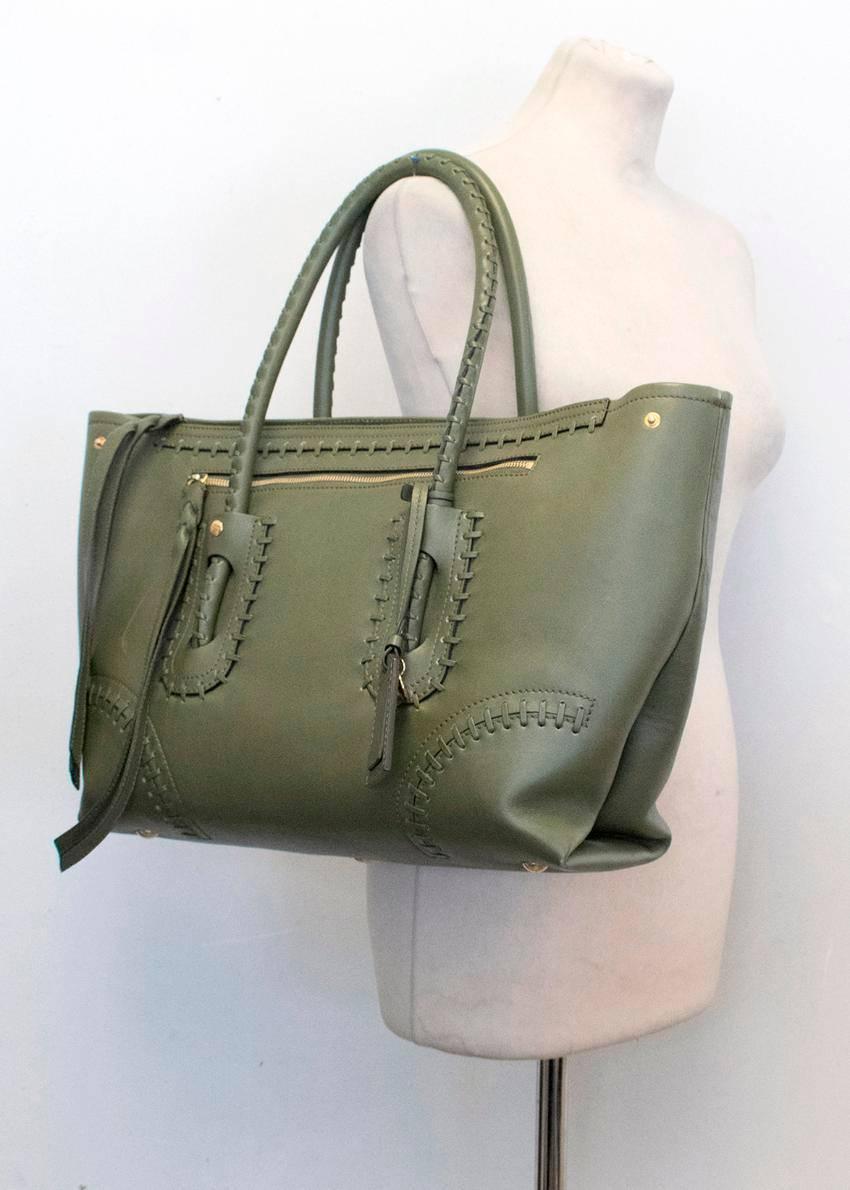 Women's Alexander McQueen Green Folk Large Tote Bag For Sale