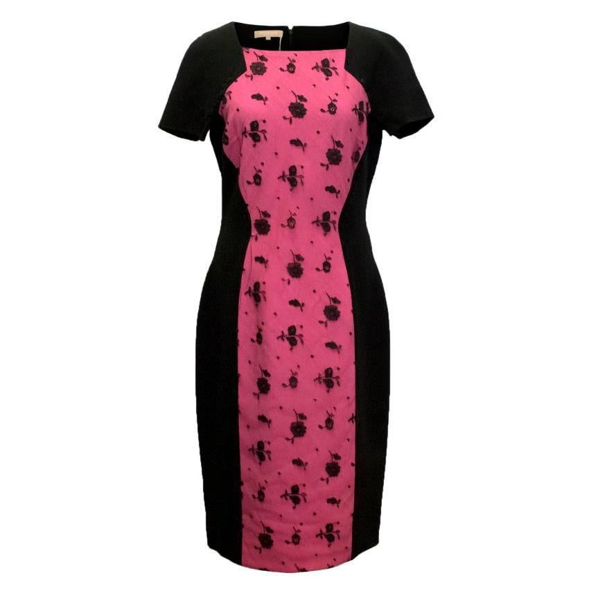  Michael Kors Black Bodycon Dress with Pink Lace Panel  For Sale