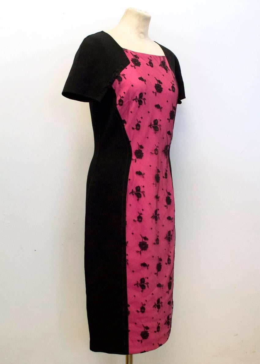  Michael Kors Black Bodycon Dress with Pink Lace Panel  For Sale 1